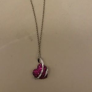 Beautiful pink and silver heart pendant necklace