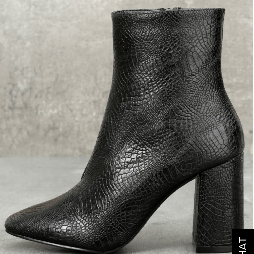 Black snake print booties
