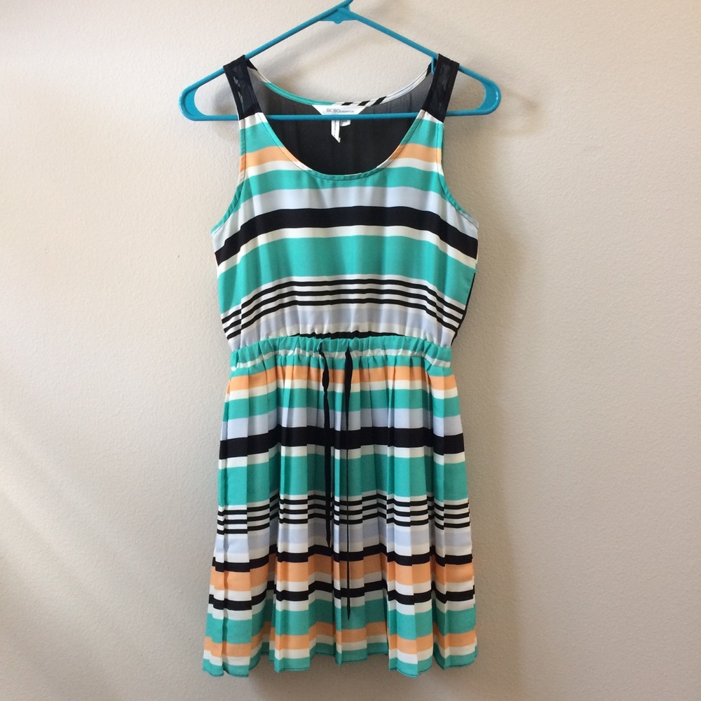BCBGeneration Aqua & Orange Striped Dress