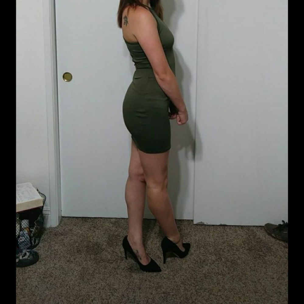 Olive green silky dress
