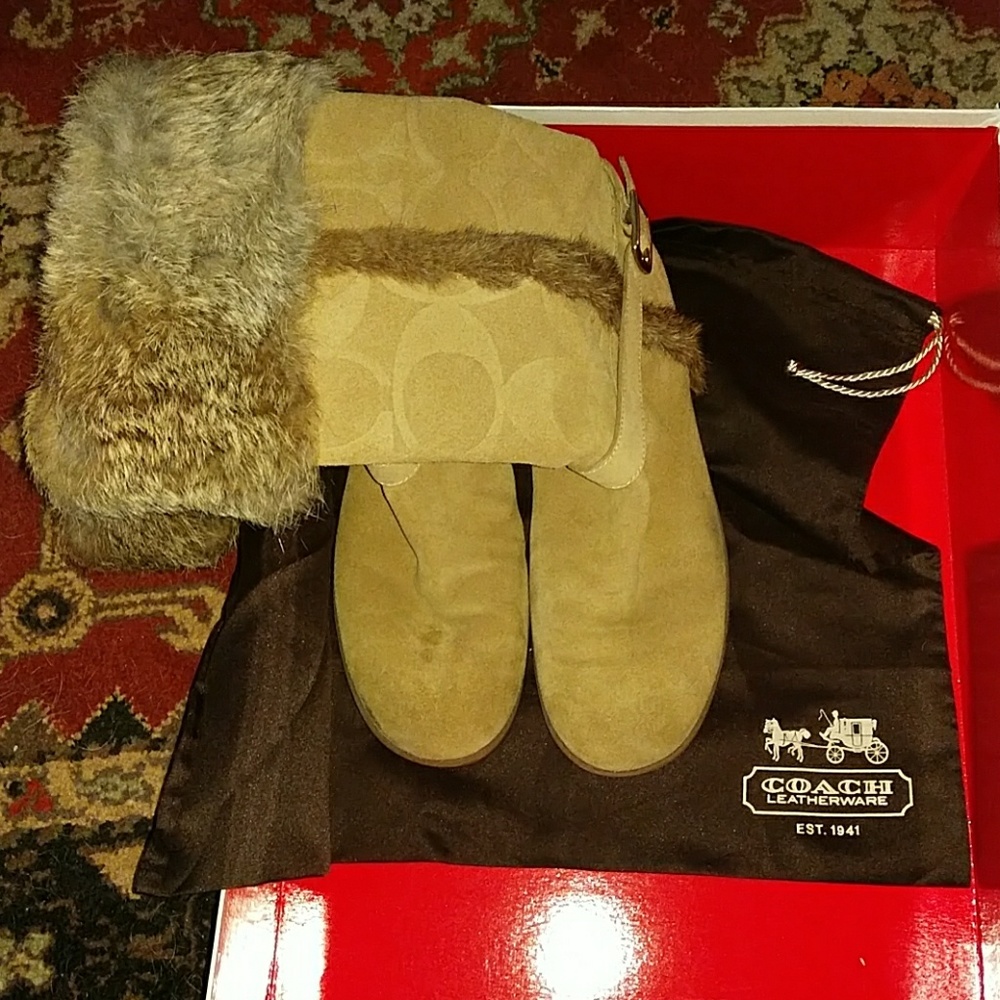 Coach Rabbit cuffed and trimmed boots