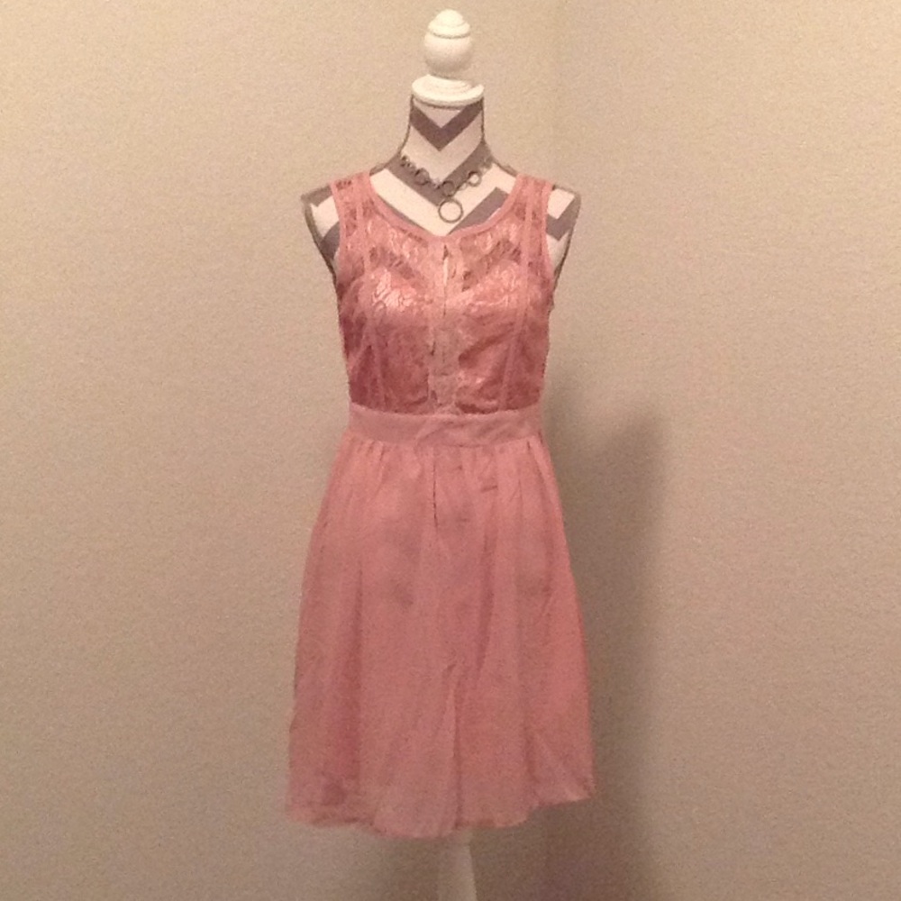 SOLD [NWT] Pink Lace Chiffon Dress