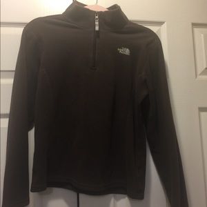 North Face dark brown 1/4 zip kids XL fleece