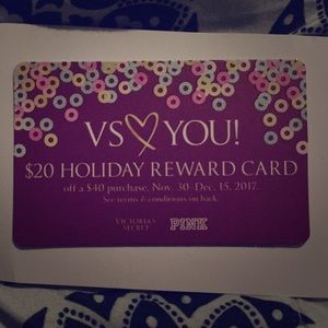 SOLD!! Victoria Secret $20 Holiday Reward Card