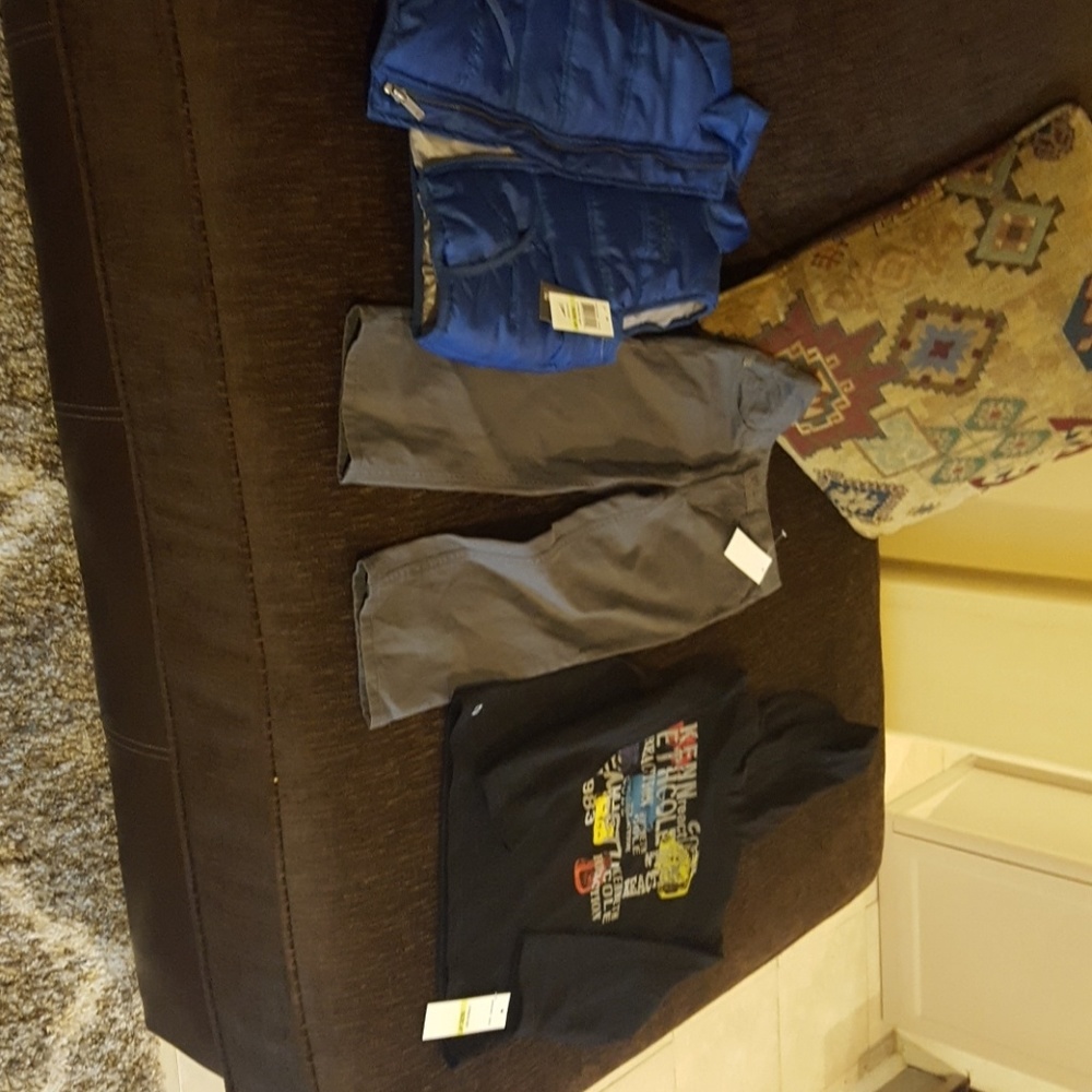 3 pc outfit. long sleeves with hood, vest & pants