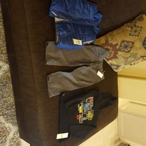 3 pc outfit. long sleeves with hood, vest & pants