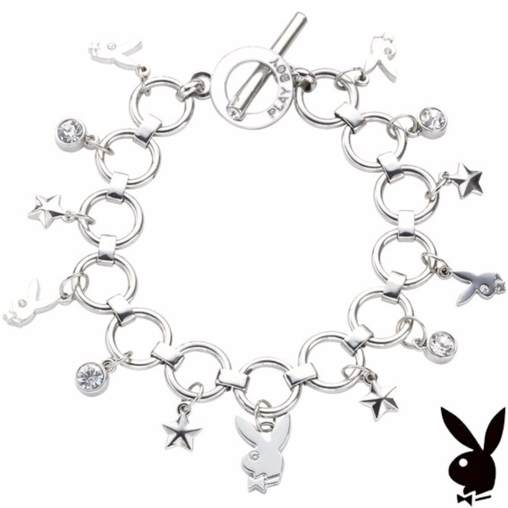 Playboy Bracelet Bunny Star Crystal Charms Toggle