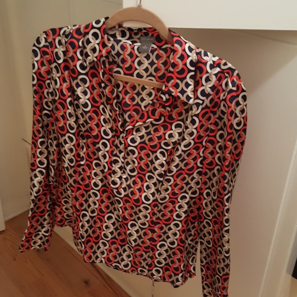 Ann Taylor Rings Silk Blouse 10