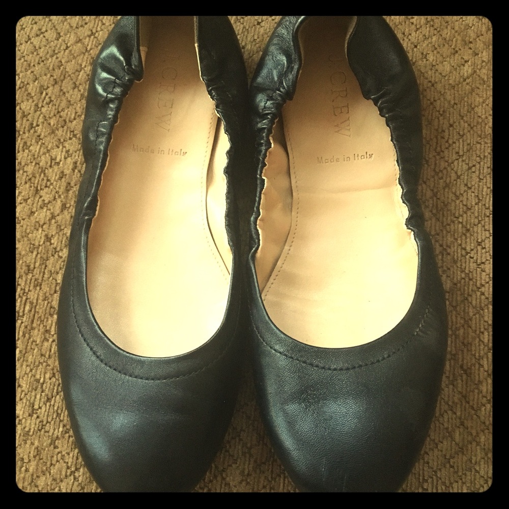 J. Crew Black Leather Ballet Flats size 6