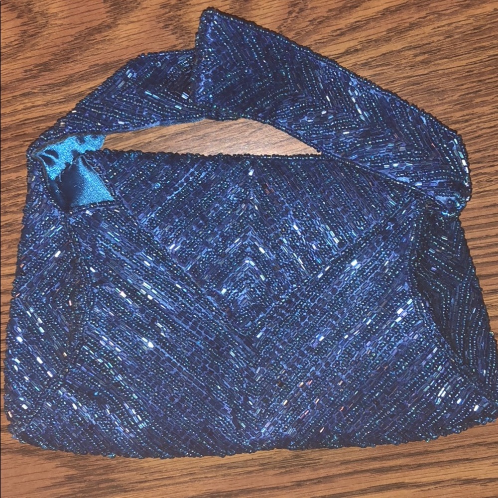 Mini Blue Beaded K.C. Malhan Handbag