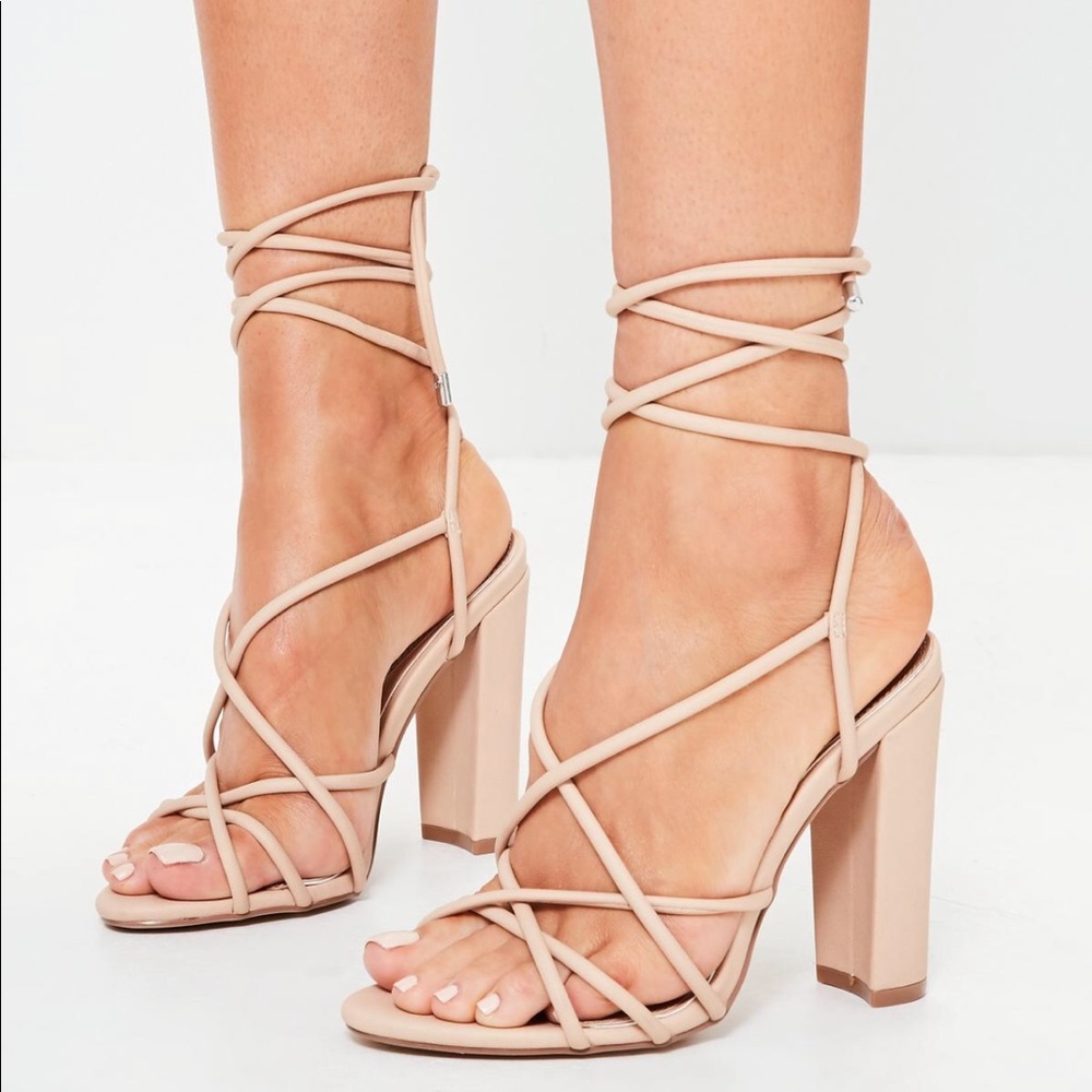 Missguided nude strappy heels size 6