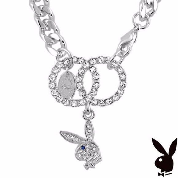 Playboy Bracelet Bunny Charm Swarovski Crystal Cuban Link Chain y2k NWT RARE NEW - Picture 2 of 13