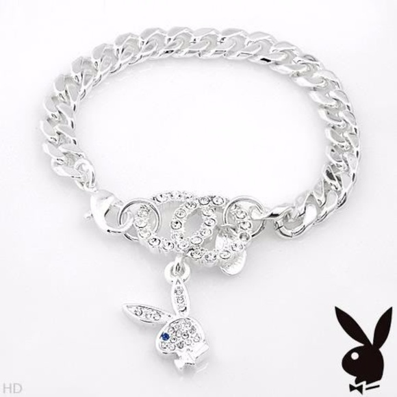 Playboy Bracelet Bunny Charm Swarovski Crystal Cuban Link Chain y2k NWT RARE NEW - Picture 9 of 13