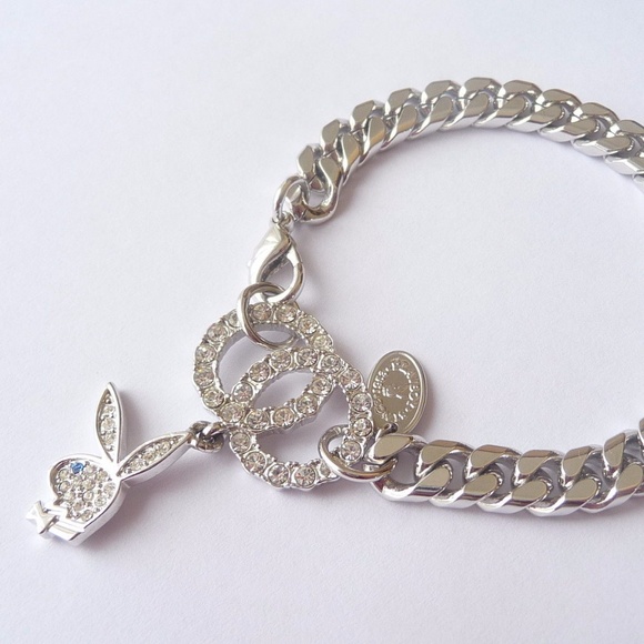 Playboy Bracelet Bunny Charm Swarovski Crystal Cuban Link Chain y2k NWT RARE NEW - Picture 7 of 13