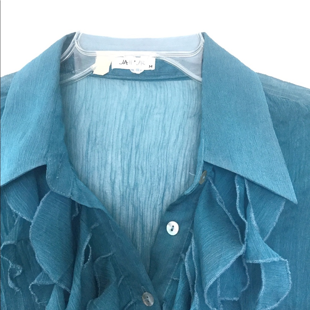 🔴💲Turquoise ruffled top - Picture 2 of 4
