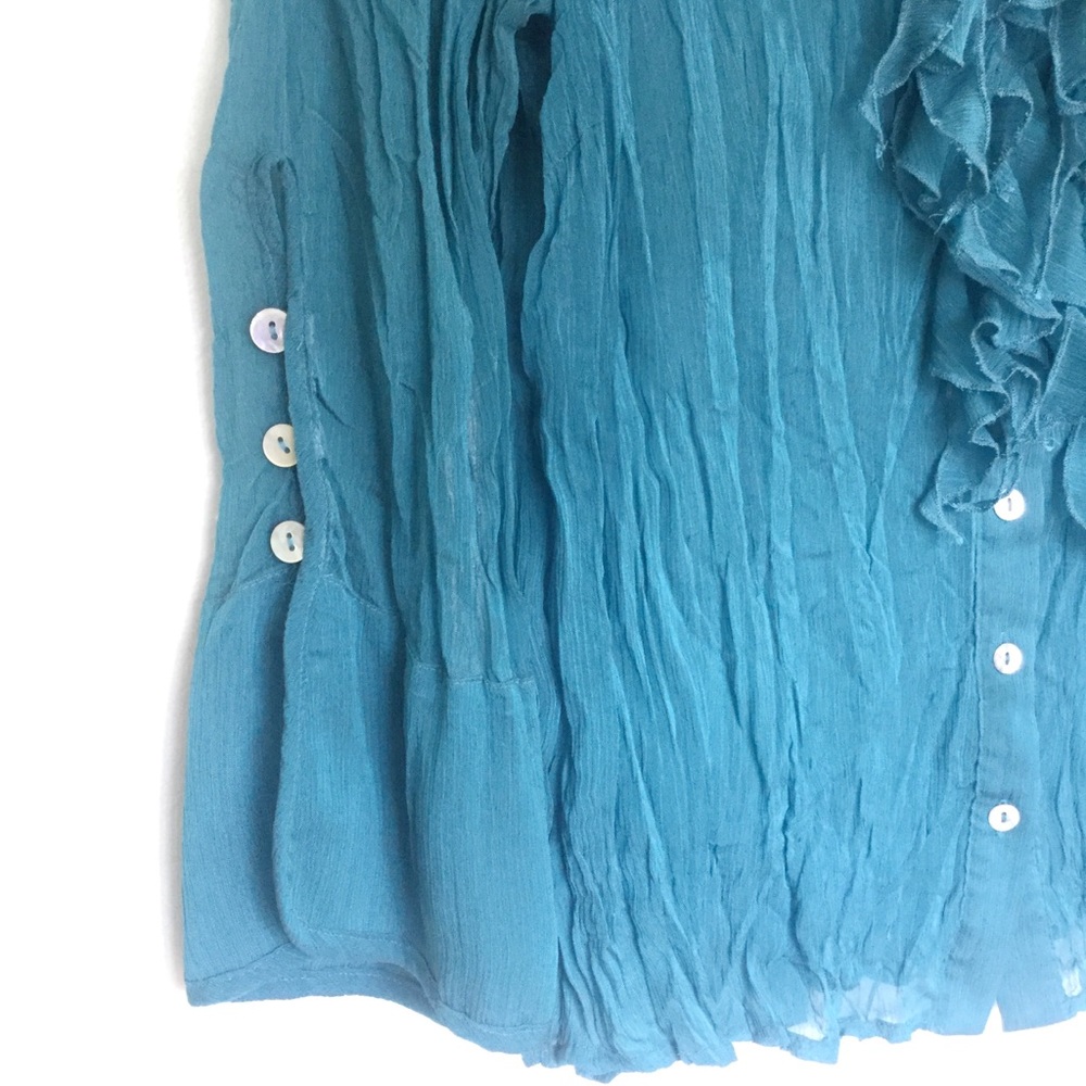 🔴💲Turquoise ruffled top - Picture 4 of 4