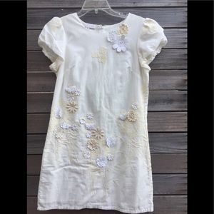 Cotton Appliqué and Embroidered Mini Dress