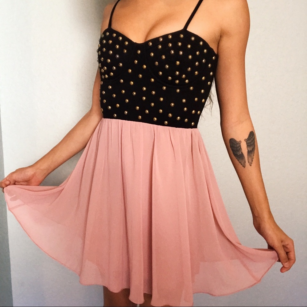 Tobi Pink and Black Party Dress