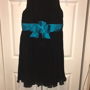 Black with teal band party dress