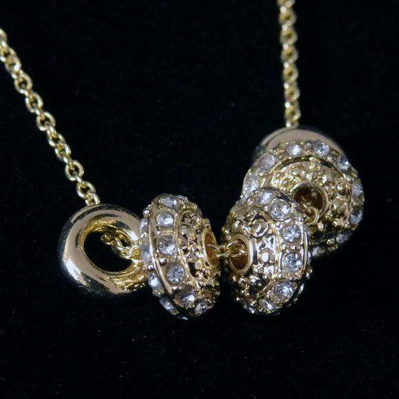 NWT Gold necklace with crystal charms LTDN70 - Picture 3 of 8