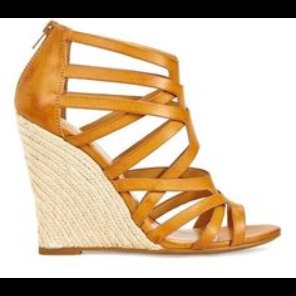 Just Fab- Cognac color wedge sandals
