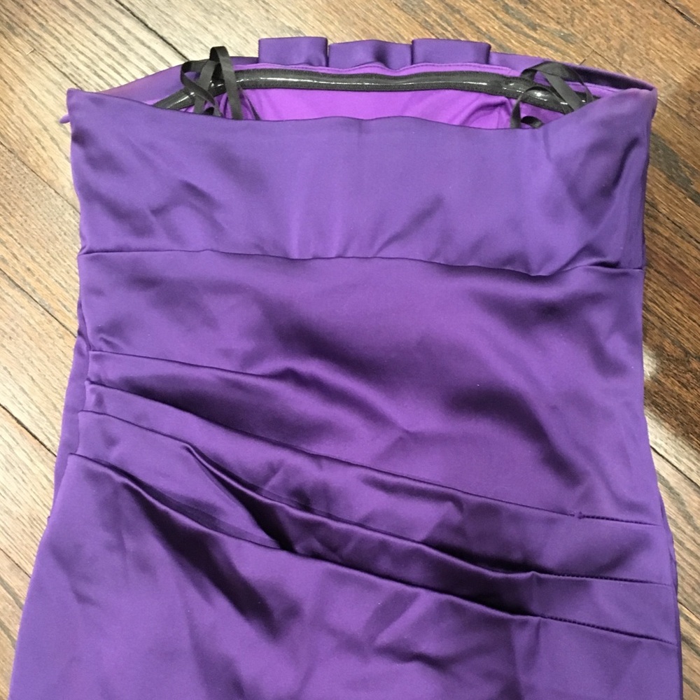 Betsy & Adam Pleat Ruched Bodice Satin Dress - Picture 2 of 5