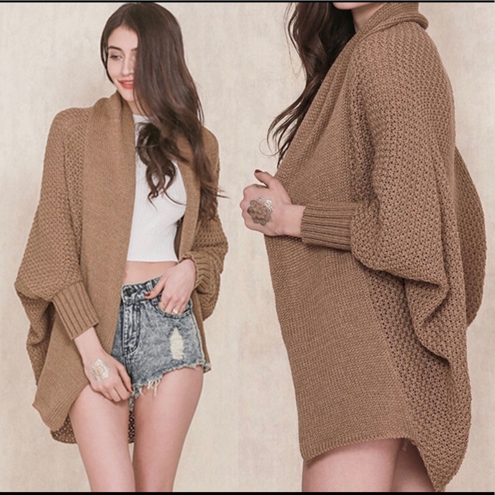 ✨SALE✨Camel Shawl Collar Cocoon Sweater - Picture 5 of 7