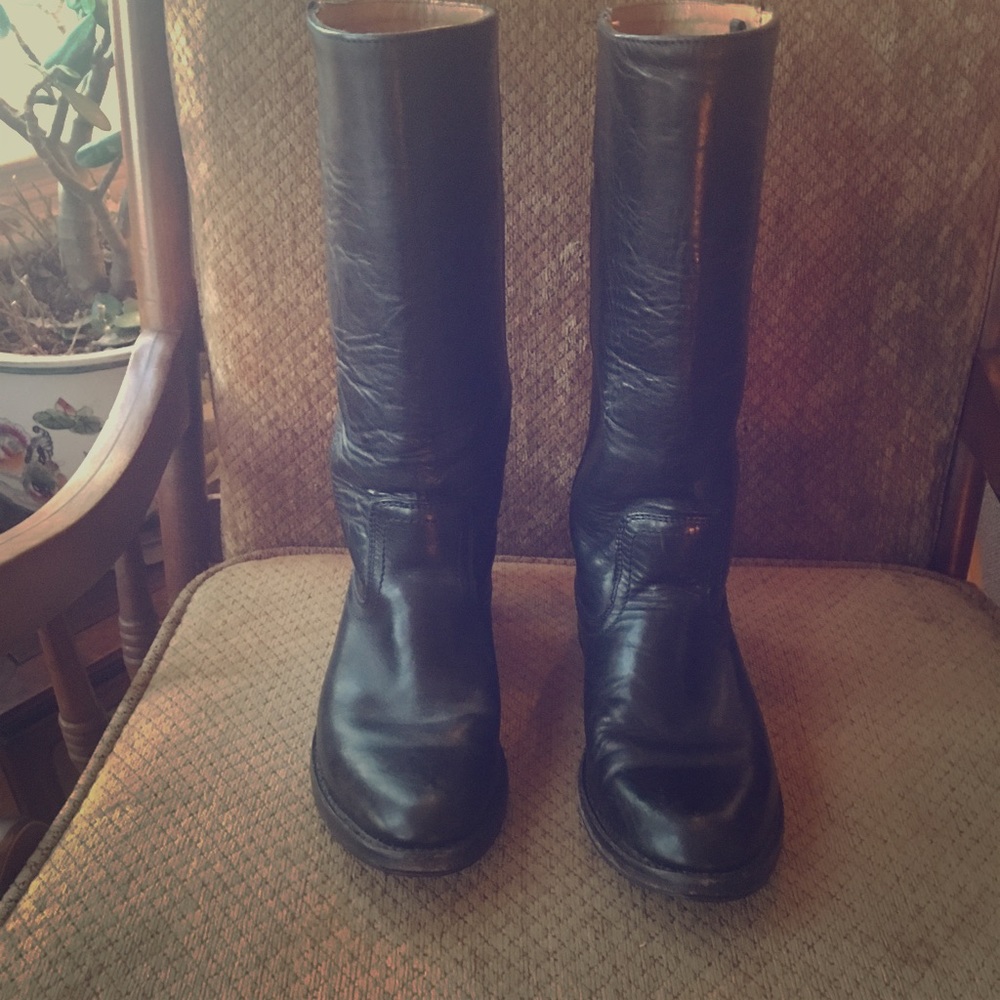 Black Leather Frye Tall Riding Boots Size 6.5