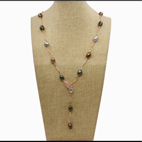 100% Natural Freshwater Pearl Chain Necklace 32” - Picture 1 of 5
