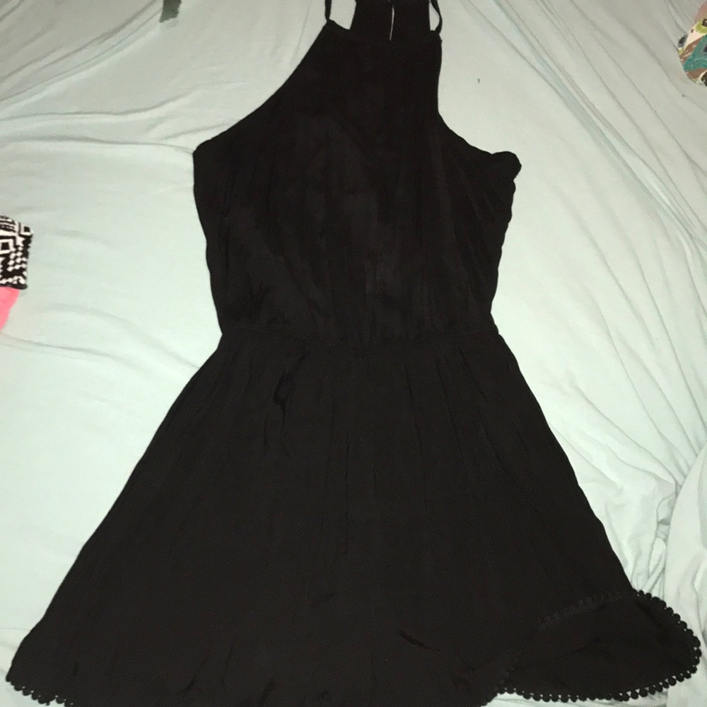 High neck black romper