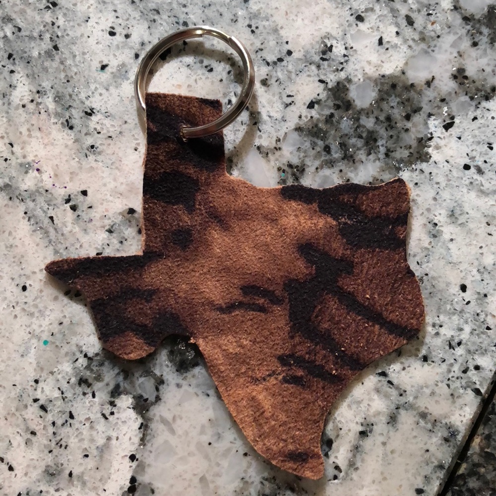 🇺🇸Texas Keychain In Zebra🇺🇸