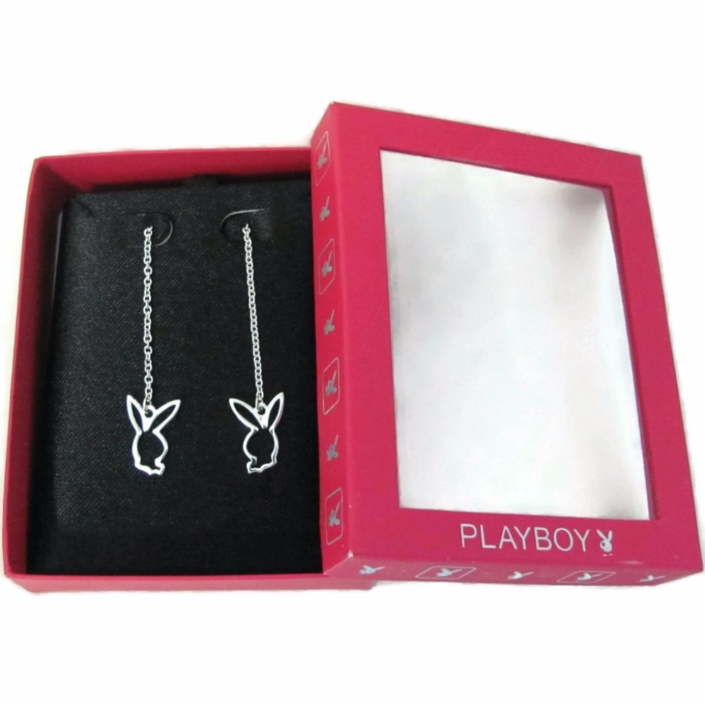 925 Sterling Silver PLAYBOY Threader Earrings y2k - Picture 6 of 9