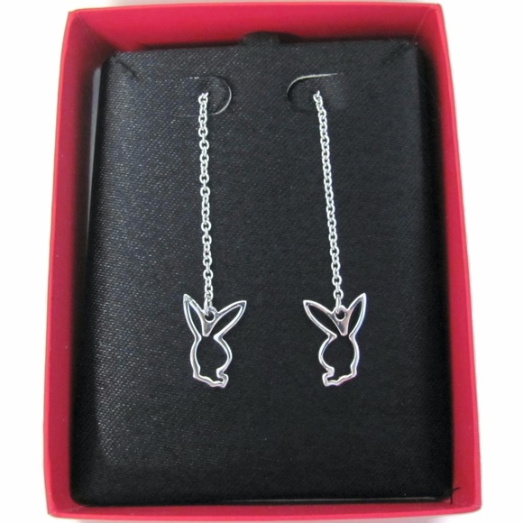 925 Sterling Silver PLAYBOY Threader Earrings y2k - Picture 7 of 9