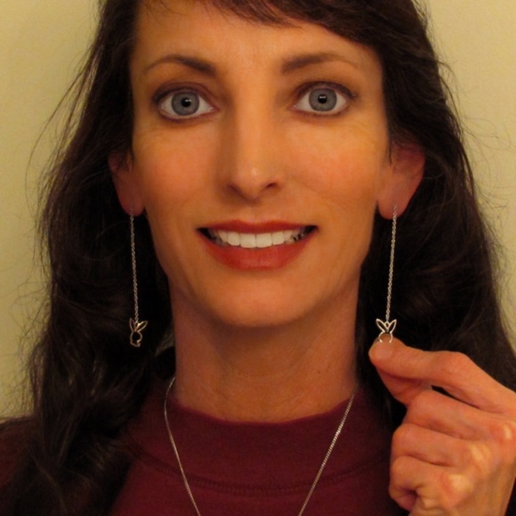 925 Sterling Silver PLAYBOY Threader Earrings y2k - Picture 3 of 9