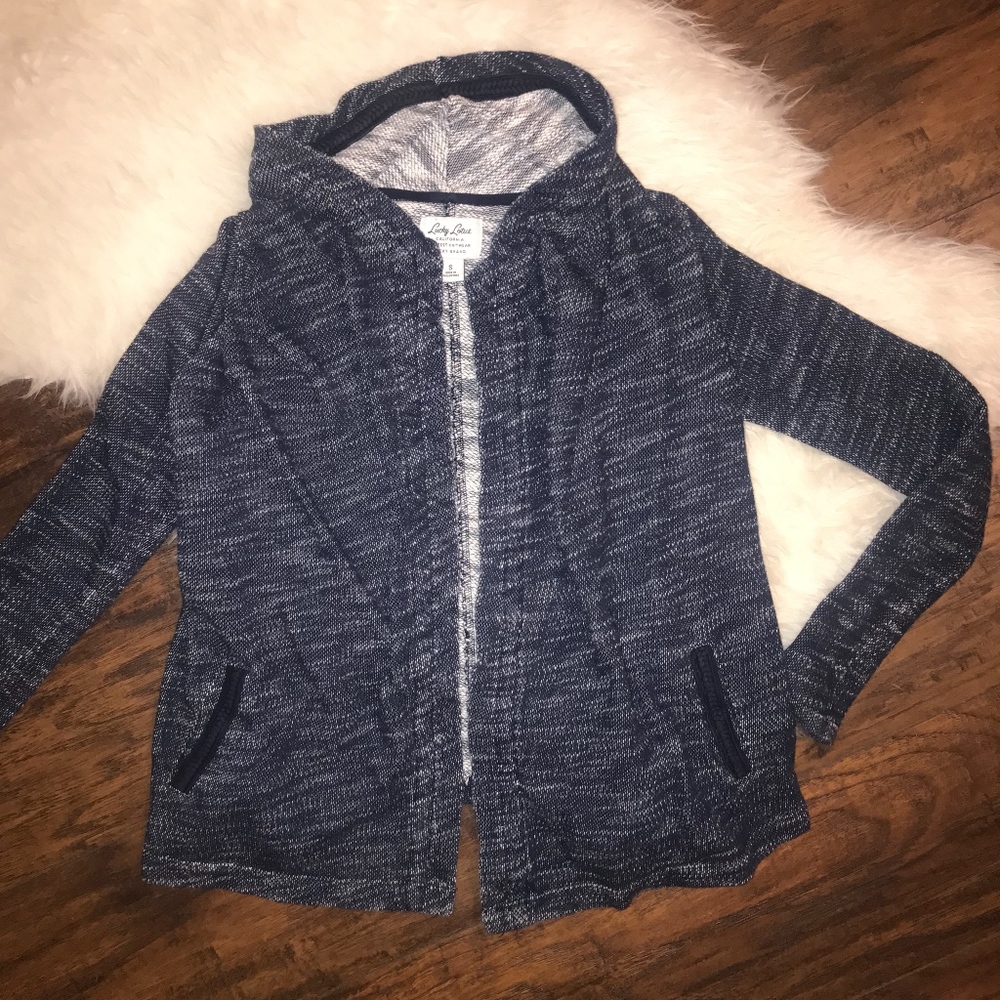 Lucky Lotus Blue Open Waterfall Draped Cardigan