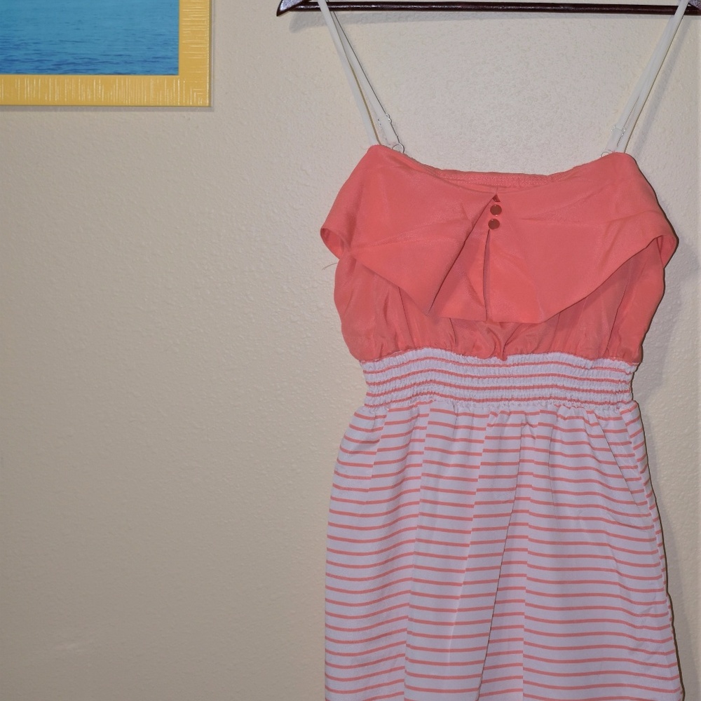 Coral & White Striped Mini Dress