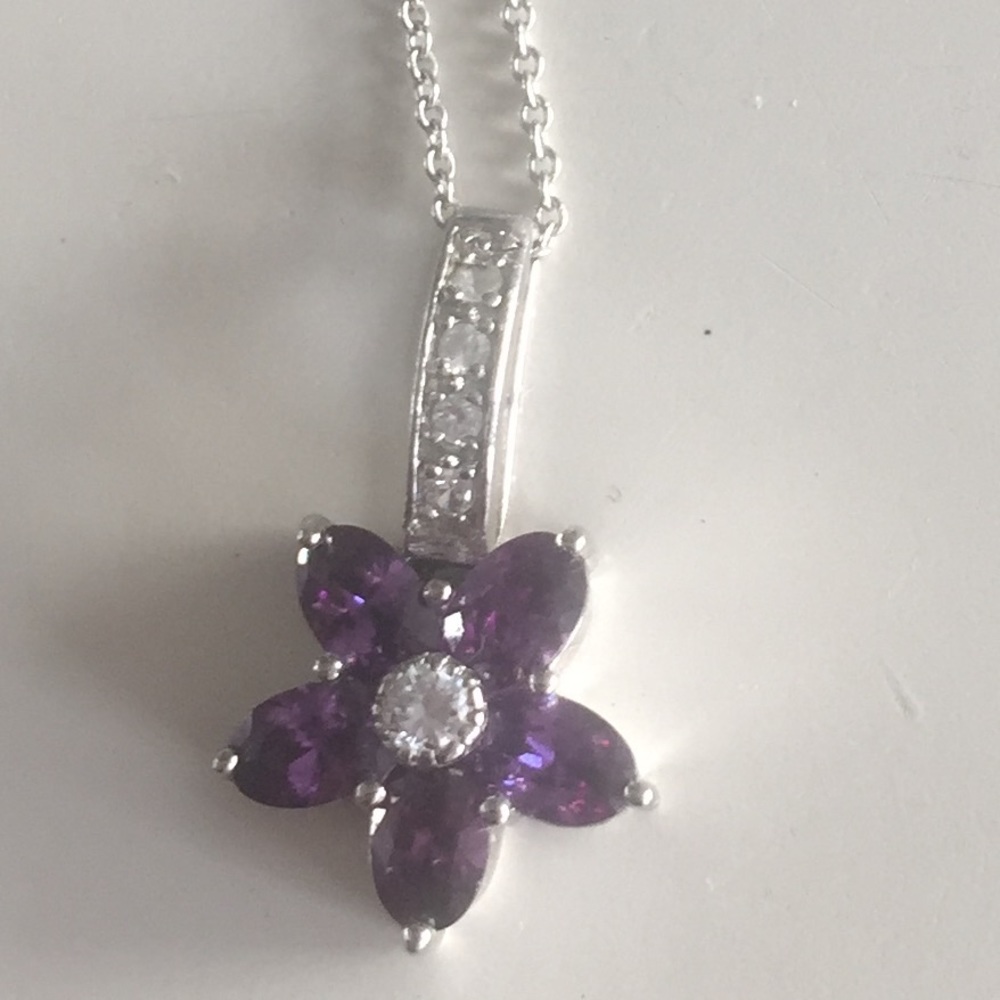 Vintage Amethyst Cz flower power pendant