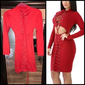 Cherry LaceUp Dress