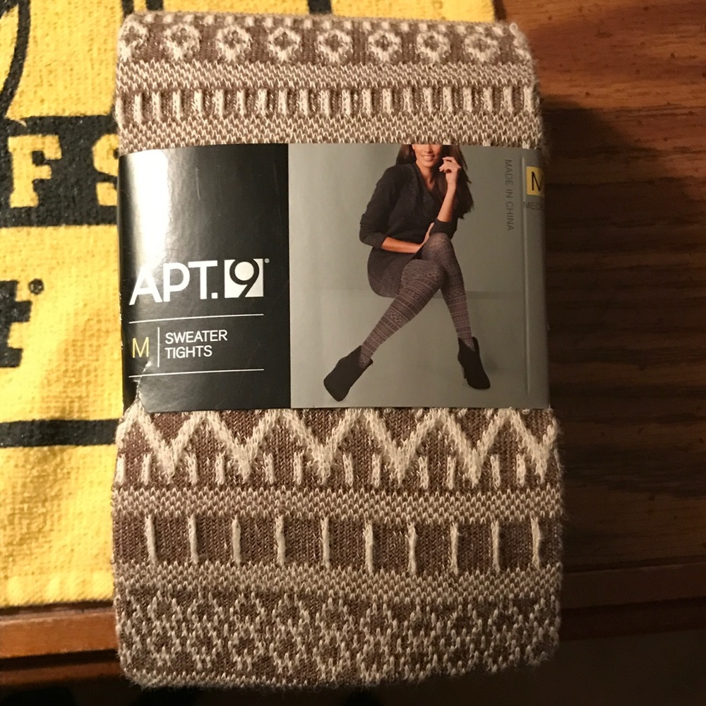 2 pairs brown pattern sweater tights