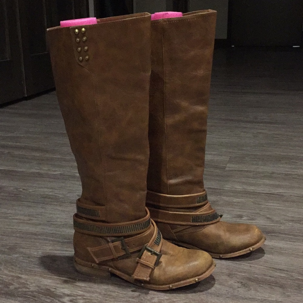 Brown knee high boots