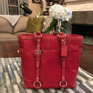 Coach Red Leather Tote Shopper