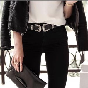 Boho Coachella Western Double Buckle Belt Sliver