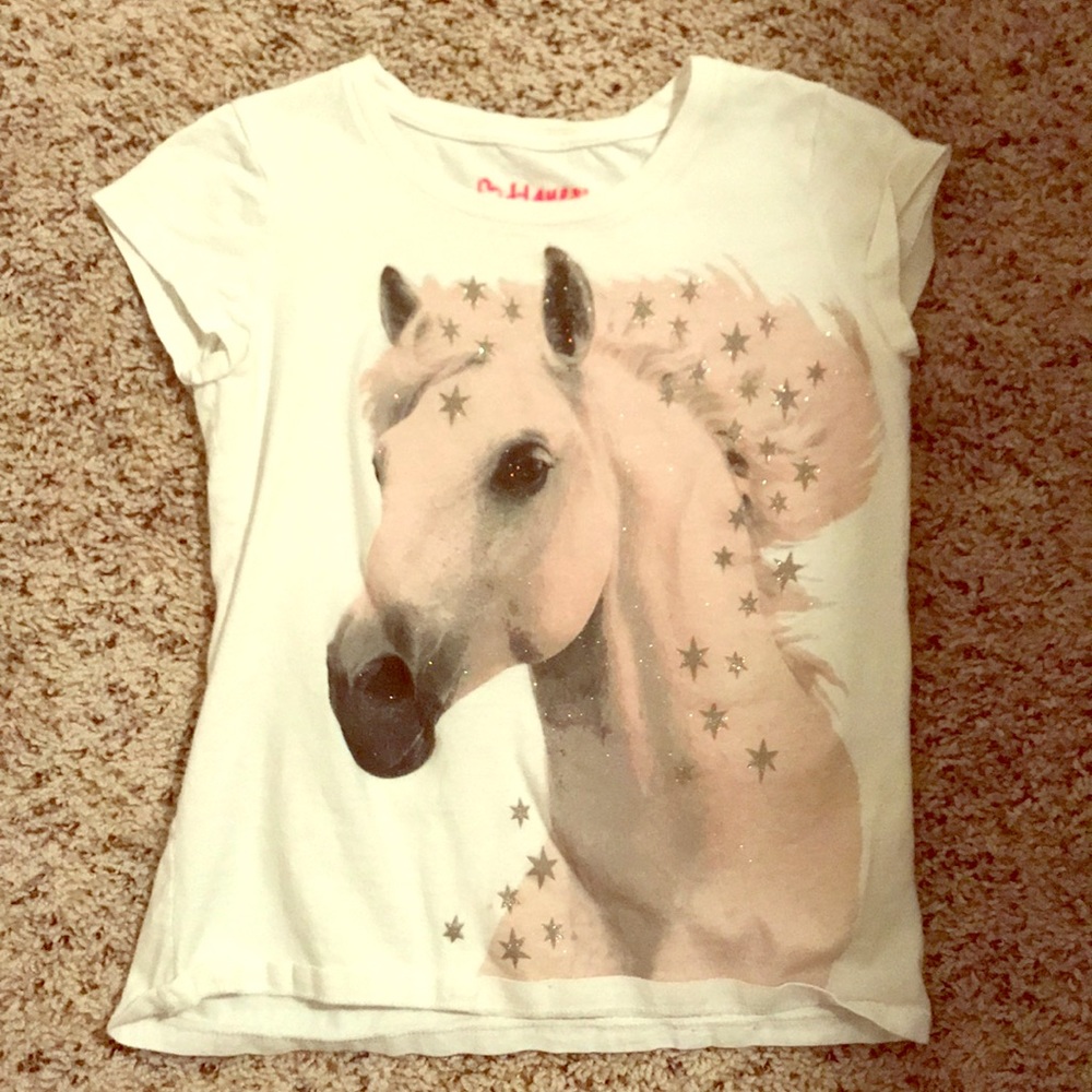 White-unicorn-sparkle stars-T-shirt