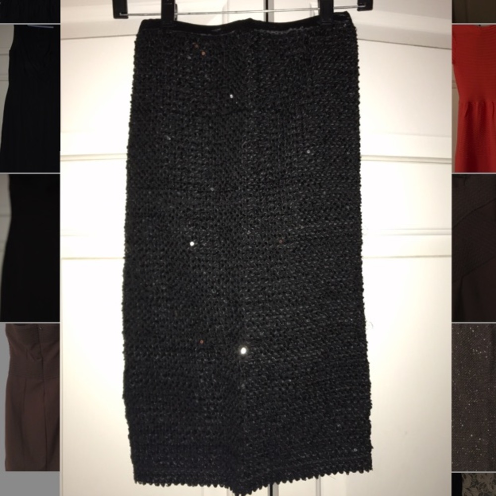 Black sparkle pencil skirt