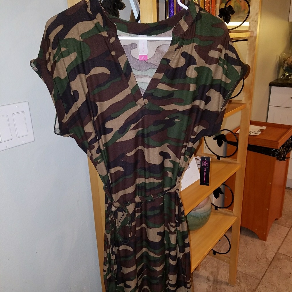 NoBo Camo dress with cloth tie belt