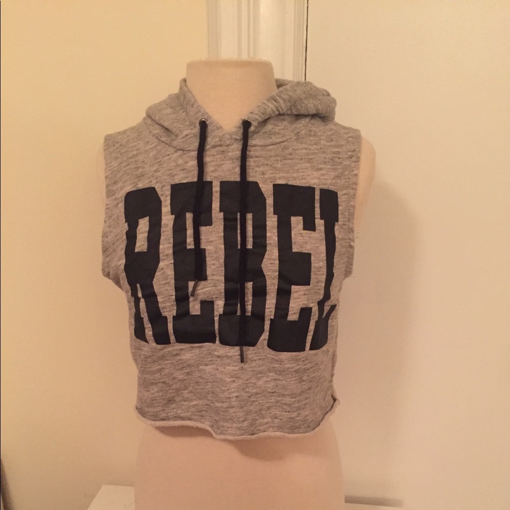 Forever 21 Grey Crop Top Hoodie
