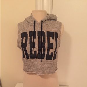 Forever 21 Grey Crop Top Hoodie