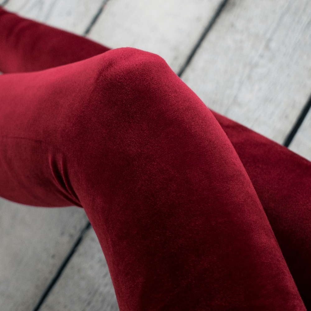 Burgundy Velour Leggings