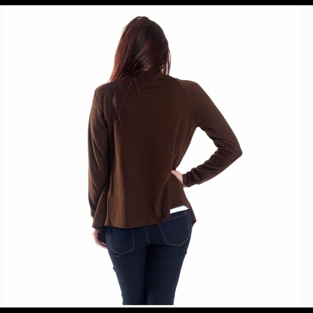 CL🛑 NWT Brown Waterfall Cardigan Sweater - Picture 2 of 3