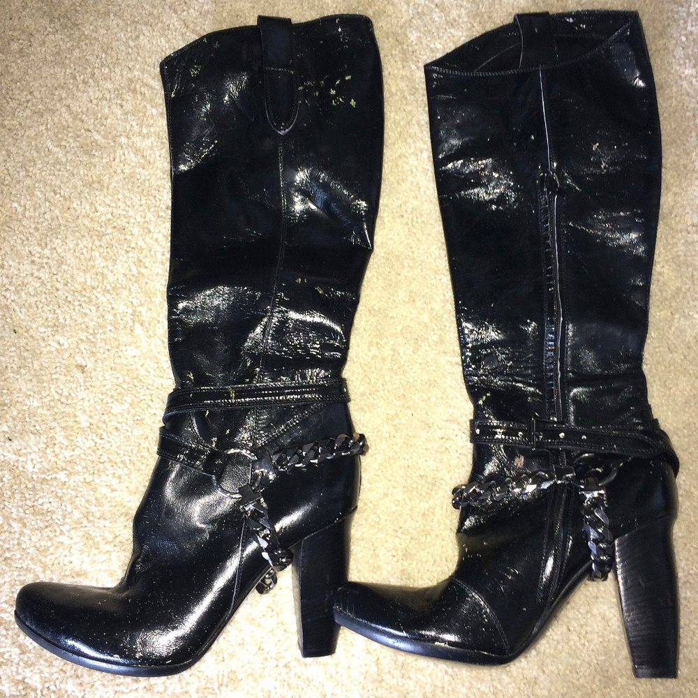 NEW Black Rocker Goth Sexy Chain Boot 6